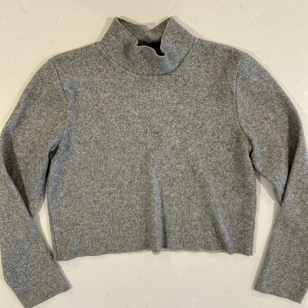 Zara Gray Cowl Neck Sweater with Cropped Fit